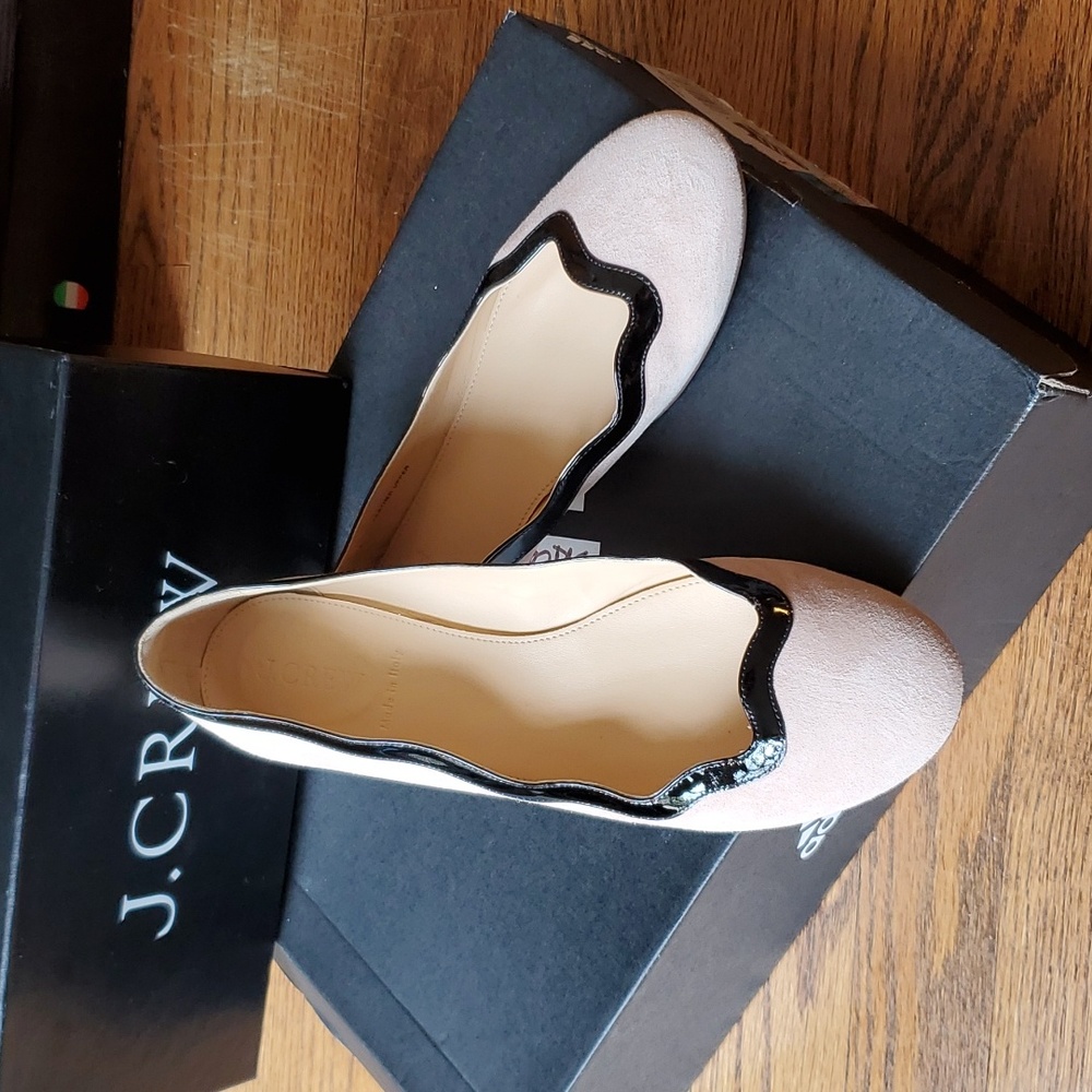 J.Crew Suede Scalloped Ballet Flats 9 M